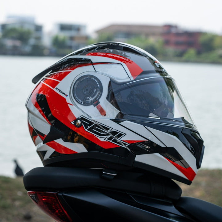 หมวกกันน็อค REAL Helmet STORM Power ขาวแดง