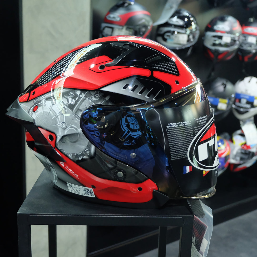 หมวกกันน็อค Real Helmet Oslo Mecanica สีดำแดง