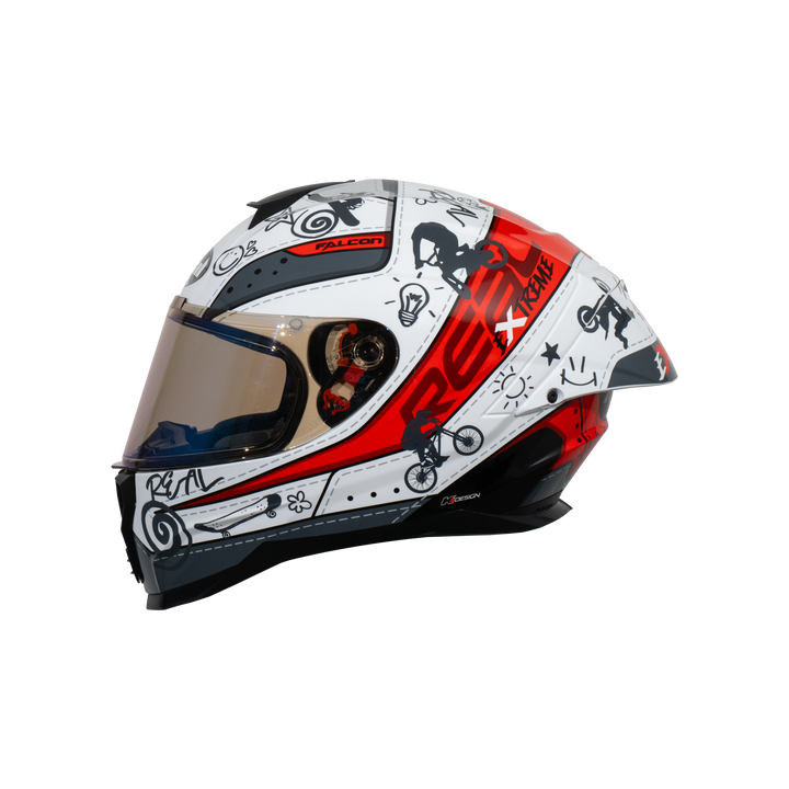 หมวกกันน็อค REAL Helmet Falcon  Extreme ขาวแดง