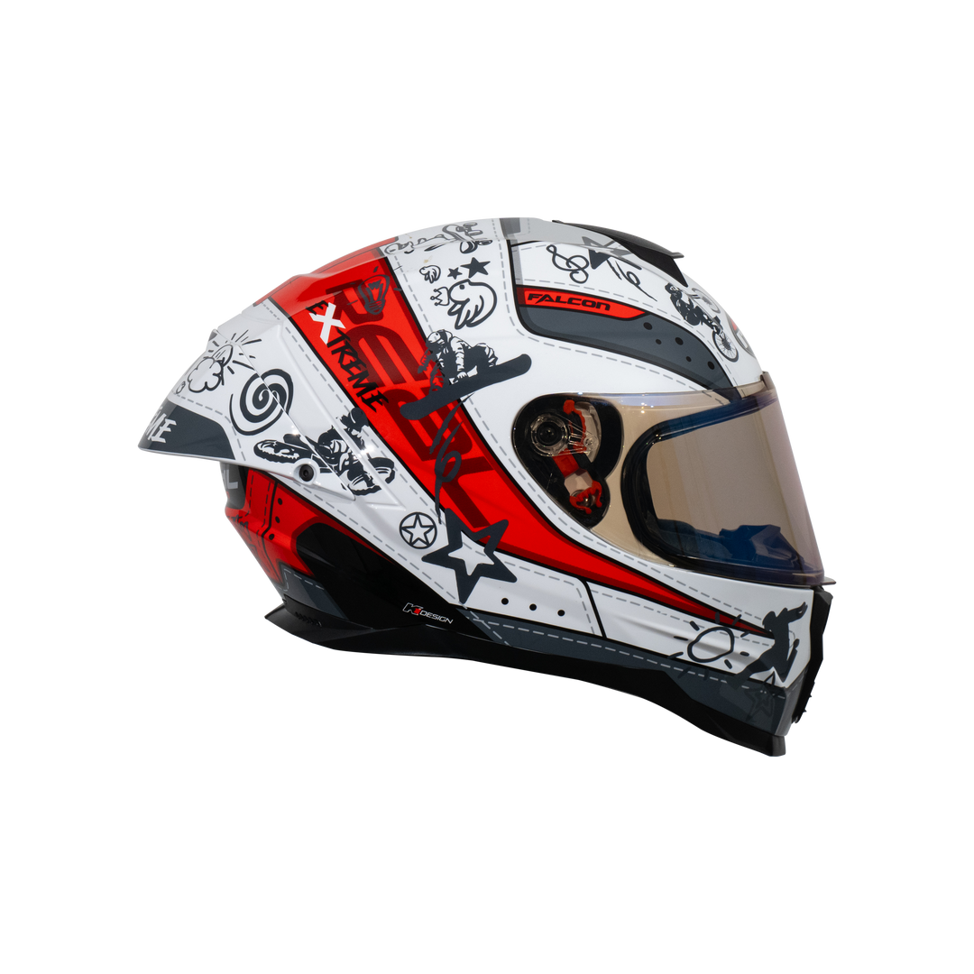 หมวกกันน็อค REAL Helmet Falcon  Extreme ขาวแดง