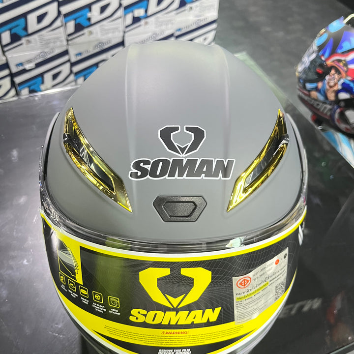 SOMAN Chin-up Helmet - SM955, Matte Gray