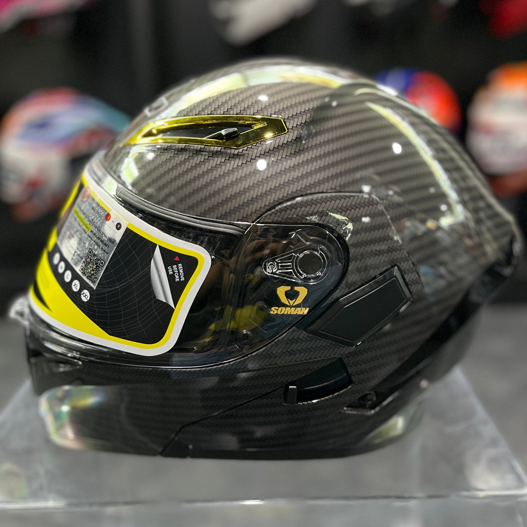 SOMAN Chin-up Helmet - SM955 Carbon Fiber Color