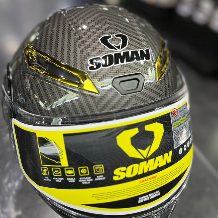 SOMAN Chin-up Helmet - SM955 Carbon Fiber Color