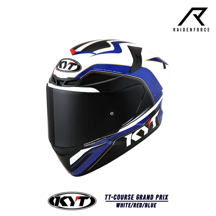 หมวกกันน็อคเต็มใบ KYT TT-Course Grand Prix White/Red/Blue