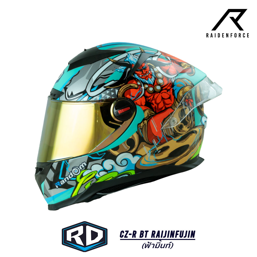 หมวกกันน็อค Random CZ-R BT RaijinFujin ฟ้ามิ้นท์