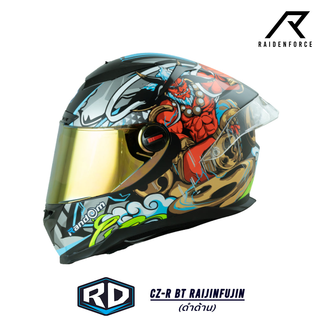 หมวกกันน็อค Random CZ-R BT RaijinFujin ดำด้าน