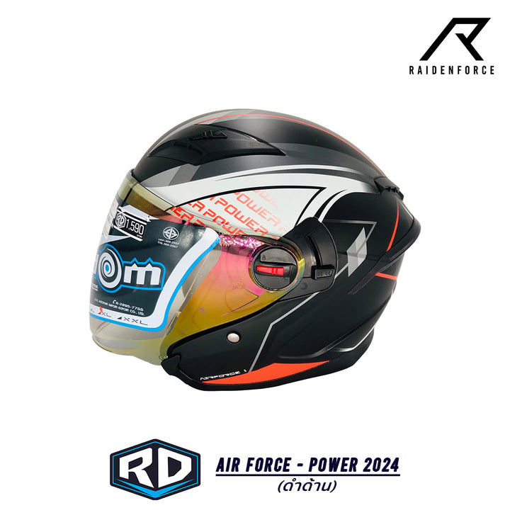 หมวกกันน็อค RANDOM HELMET Air Force - Power 2024 ดำด้าน