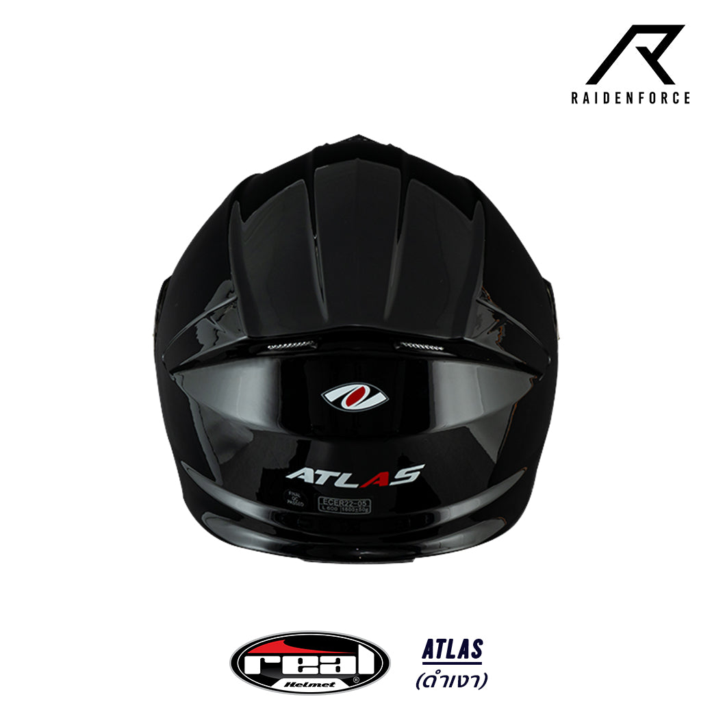 หมวกกันน็อคยกคาง REAL Helmet Atlas พื้น สีดำเงา