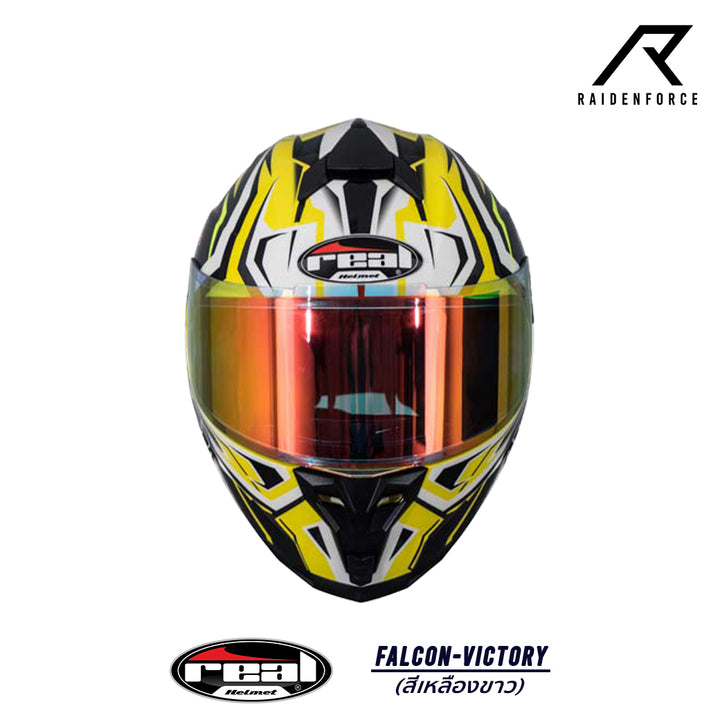 หมวกกันน็อค REAL Helmet Falcon VICTORY เหลือง ขาว