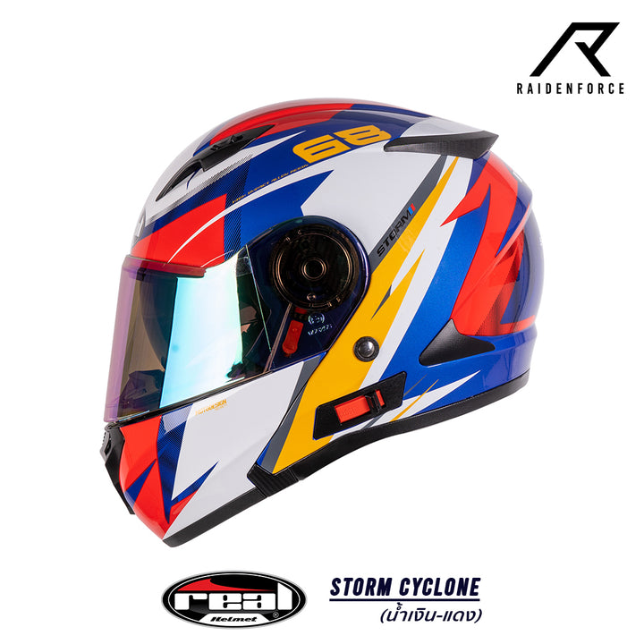 หมวกกันน็อค REAL Helmet STORM Cyclone น้ำเงินแดง