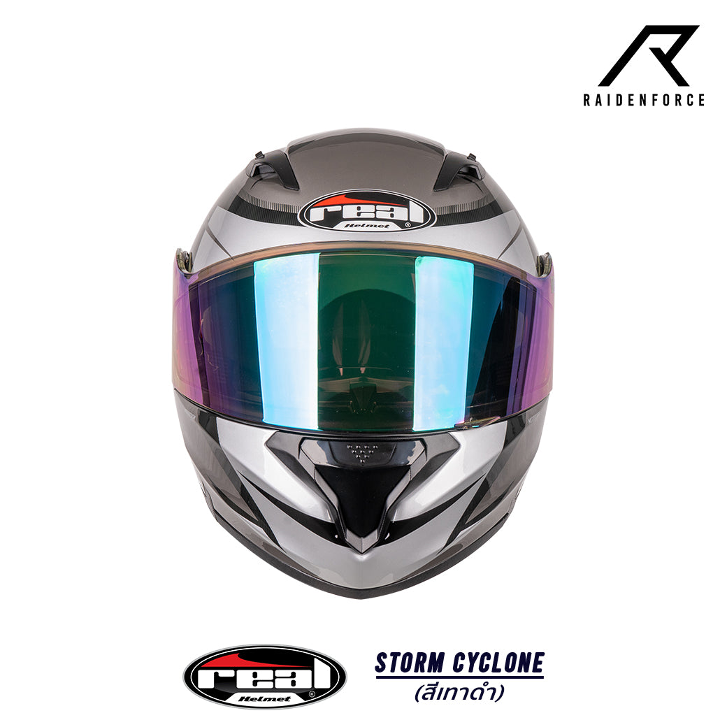 หมวกกันน็อค REAL Helmet STORM Cyclone  เทา ดำ