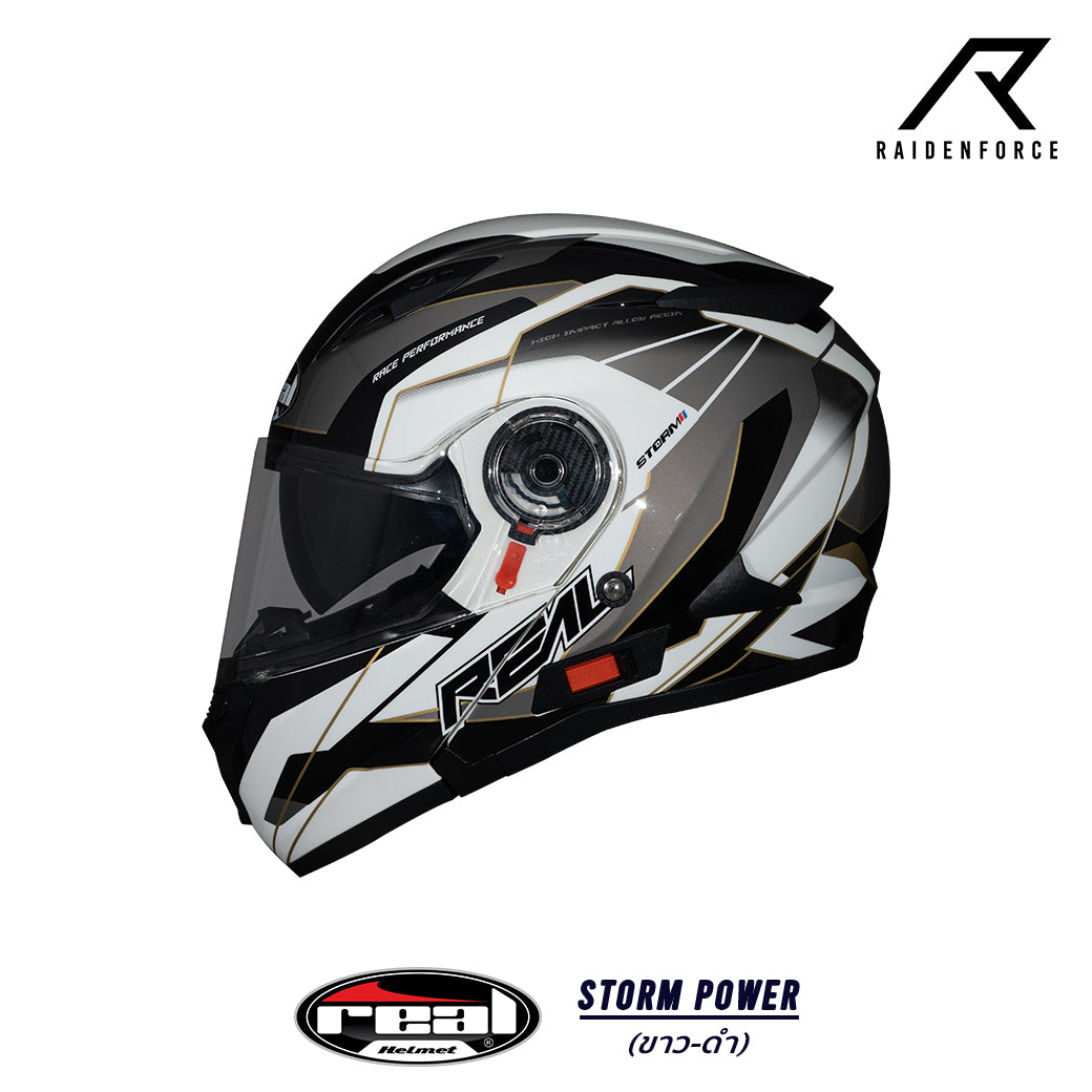 หมวกกันน็อค REAL Helmet STORM Power ขาวดำ