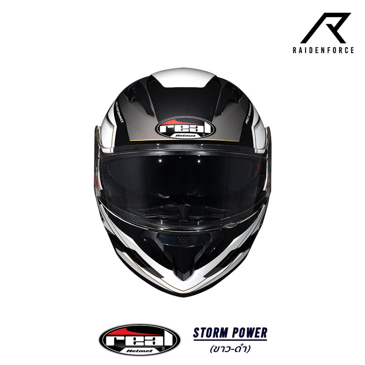 หมวกกันน็อค REAL Helmet STORM Power ขาวดำ