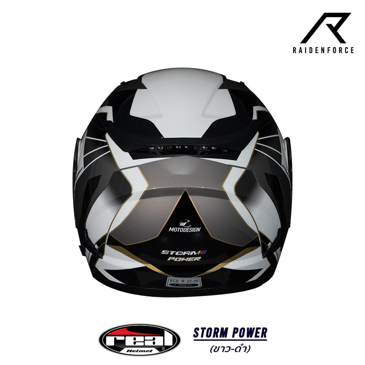 หมวกกันน็อค REAL Helmet STORM Power ขาวดำ