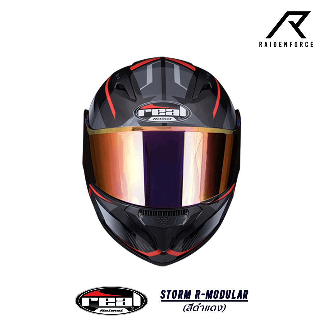 หมวกกันน็อค REAL Helmet STORM R-MODULAR ดำแดง