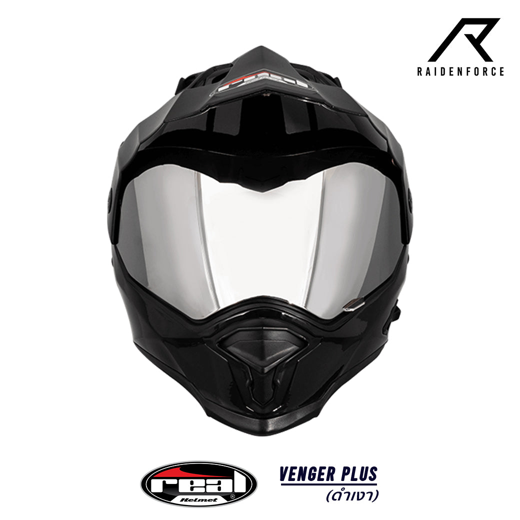 หมวกกันน็อค REAL Helmet Venger Plus สี ดำ เงา