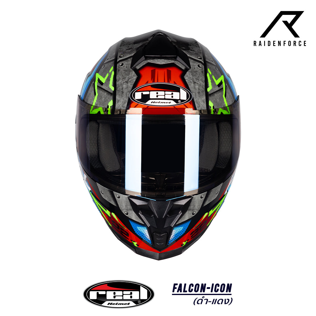 หมวกกันน็อค Real Helmet Falcon-Icon ดำ/แดง