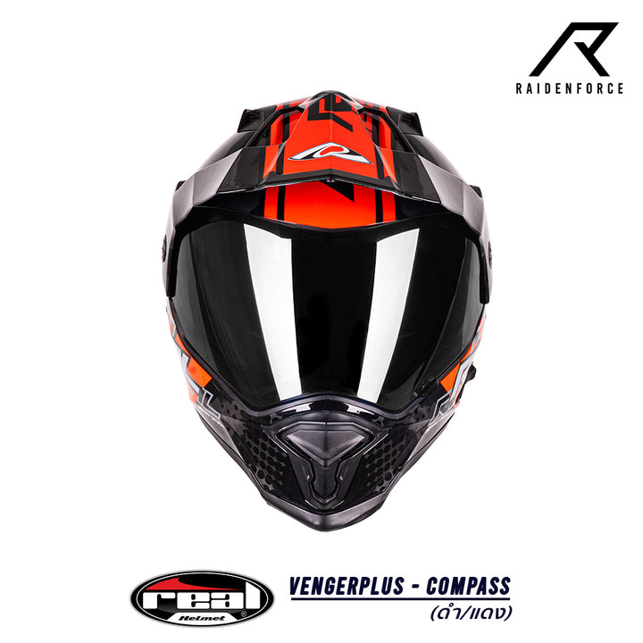 หมวกกันน็อค Real Helmet Vengerplus-Compass ดำ/แดง