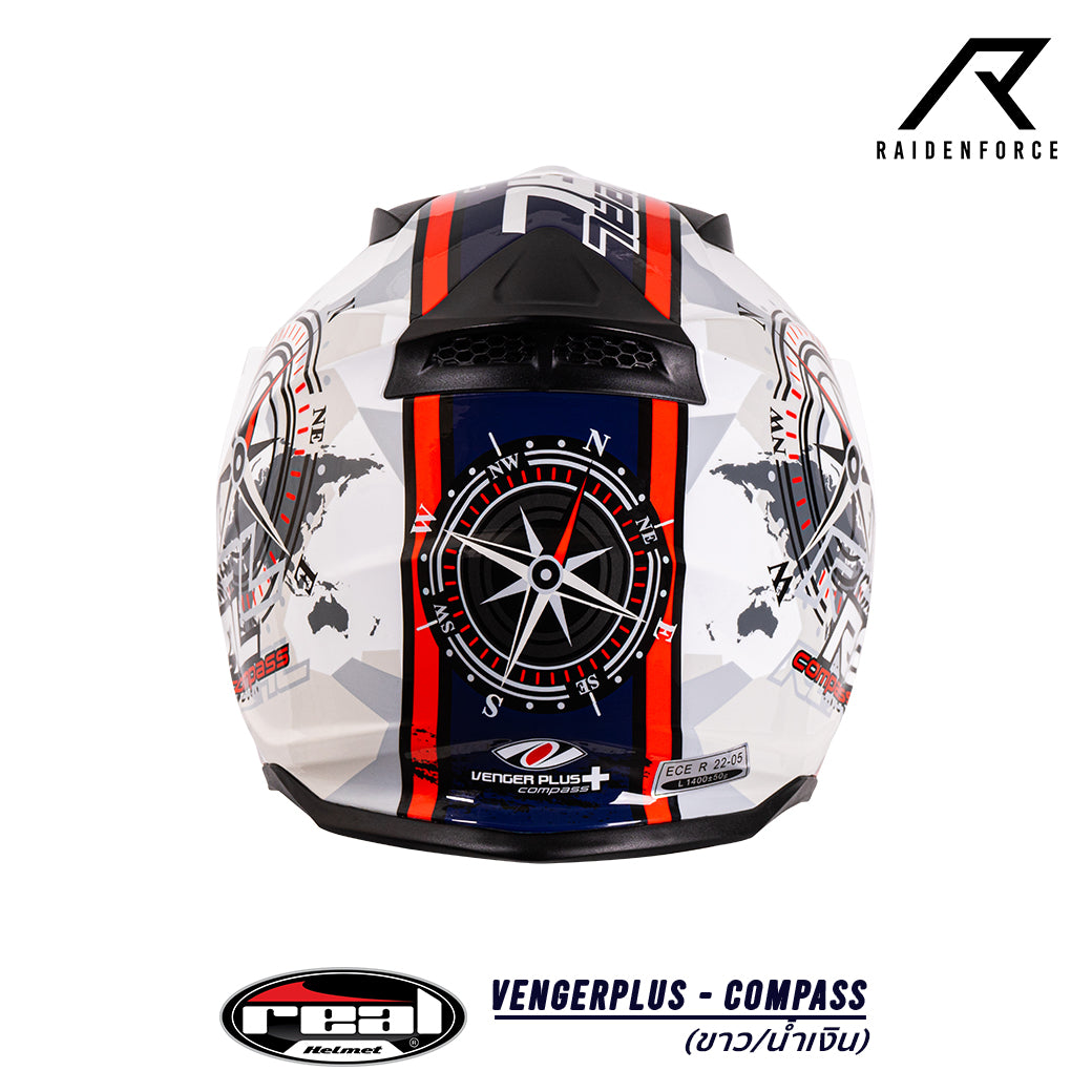 หมวกกันน็อค Real Helmet Vengerplus-Compass ขาว/น้ำเงิน