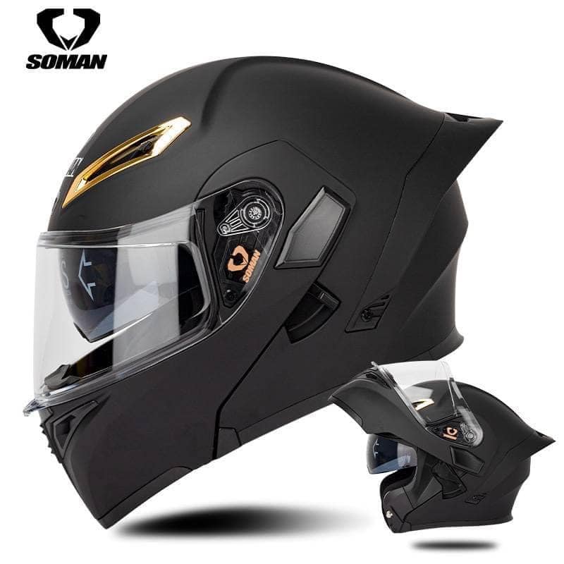 SOMAN Flip-up Helmet - SM955 Matte Black