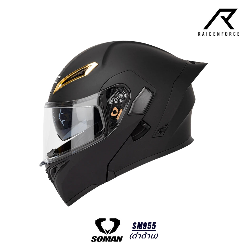 SOMAN Flip-up Helmet - SM955 Matte Black