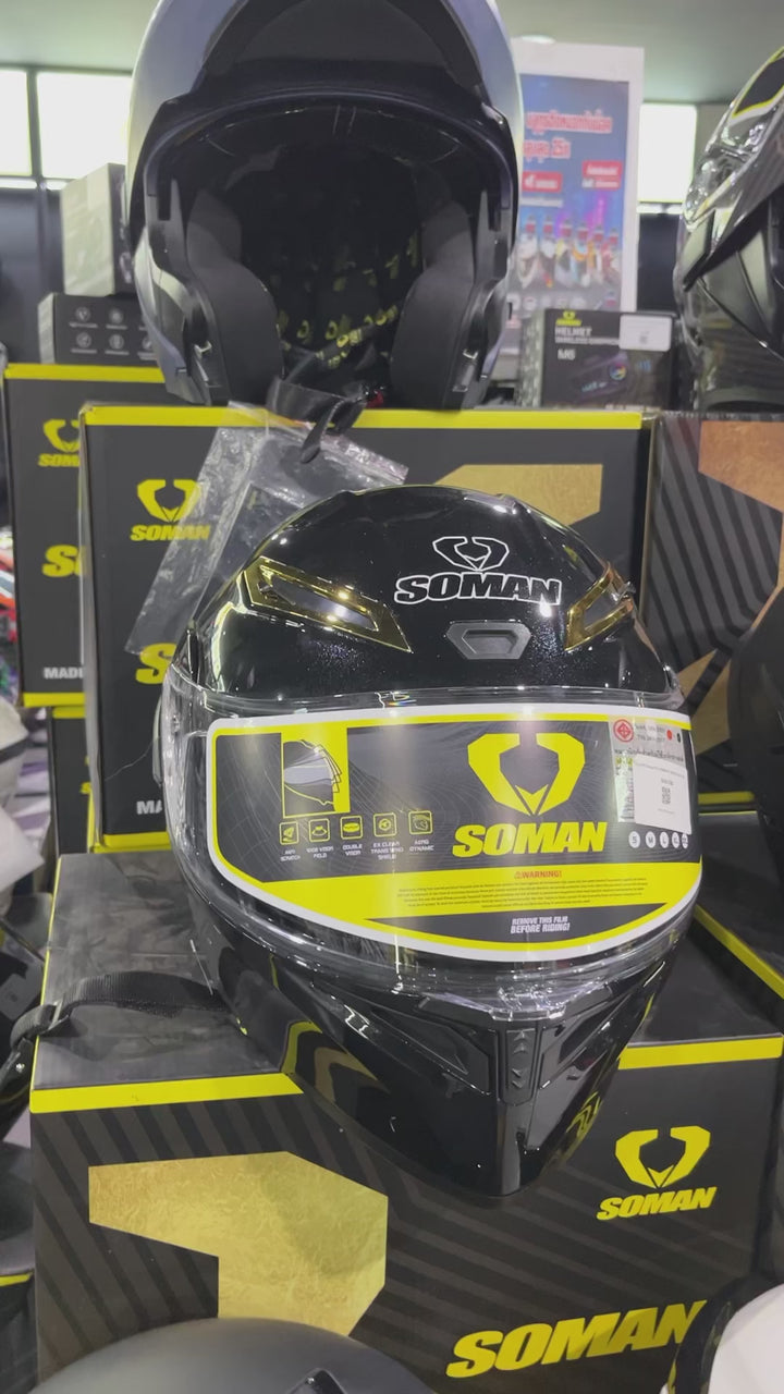 SOMAN Flip-up Helmet - SM955 Matte Black