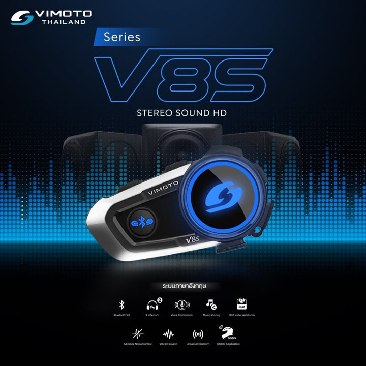 บลูทูธติดหมวกกันน็อค Vimoto v8s